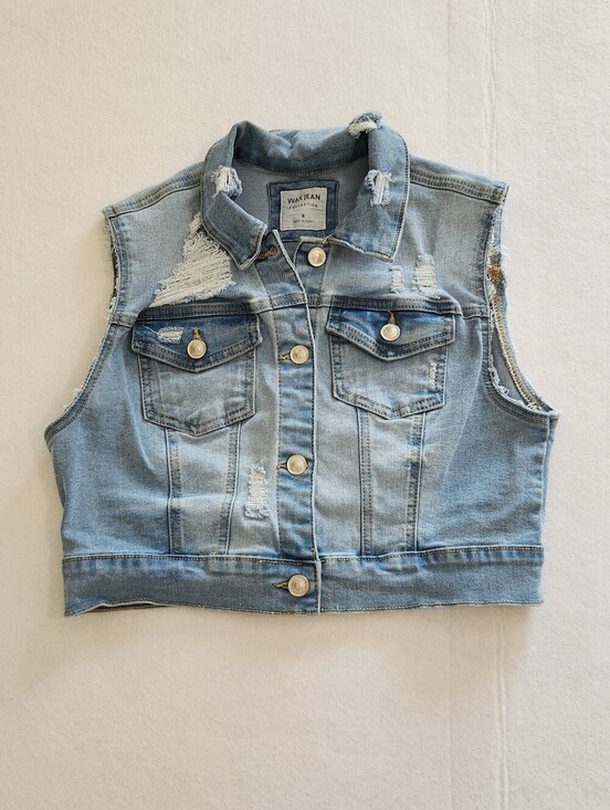 Wax Jean Jackets & Blazers - Wax Jean Light Blue Denim Vest Size Medium